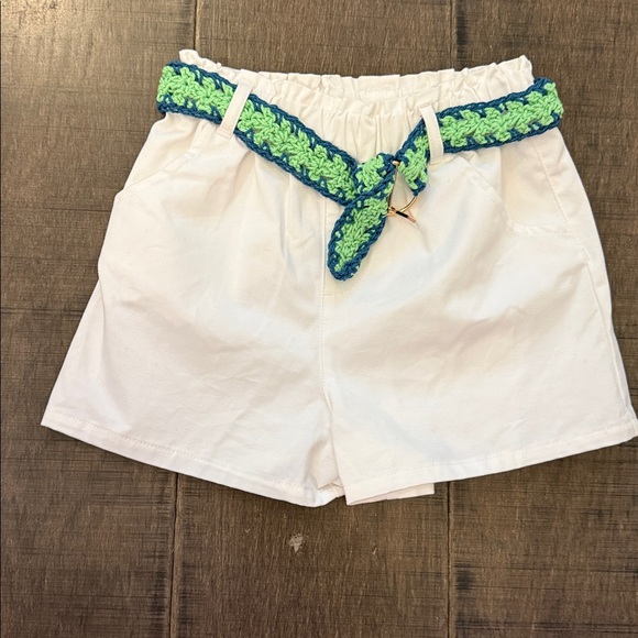 Kids white shirts with belt size 8  Shorts with Green Belt M - Picture 2 of 6